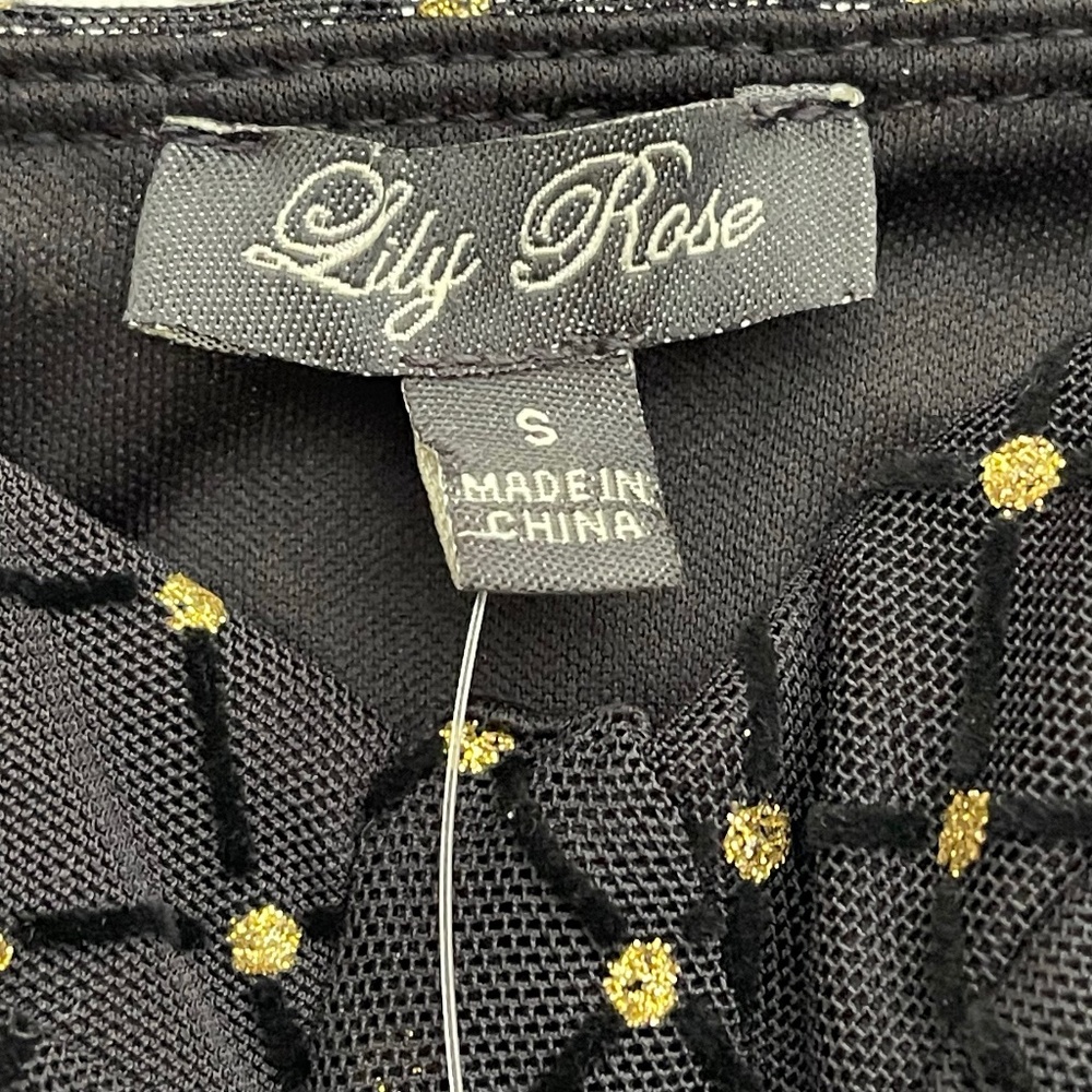Lily Rose Black Party Dress with Gold Foiling - Juniors Size Small - Picture 12 of 16